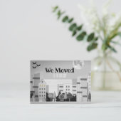 モノクロシティスカイライン新しい住所を変更 名刺 (スタンド正面)