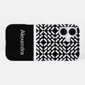 モノクロシリンダーパターン iPhone 16ケース (裏面横)
