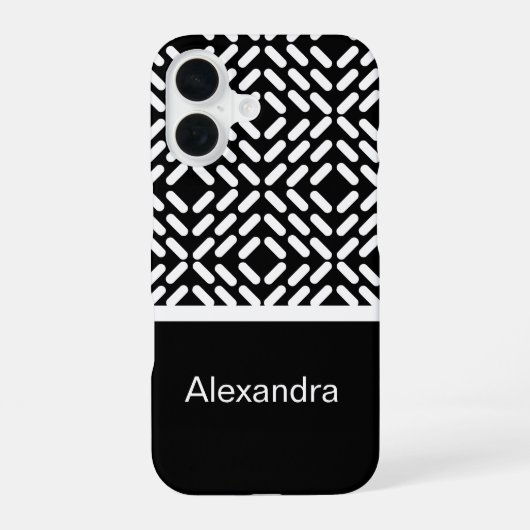 モノクロシリンダーパターン iPhone 16ケース (裏面)
