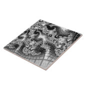 モノクロシルバータワーズフラクタル抽象芸術アート タイル (側面)