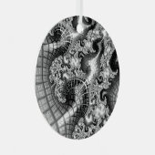 モノクロシルバータワーズフラクタル抽象芸術アート メタルオーナメント (正面右)
