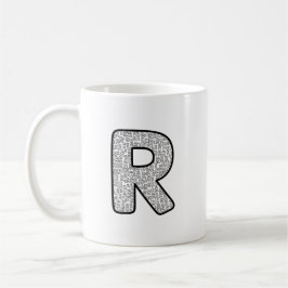 モノクロシンプルなイニシャルR アートマグ コーヒーマグカップ