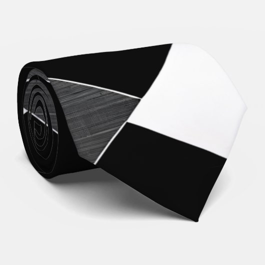 モノクロジオメトリグリッド白黒グレー ネクタイ (ロール)