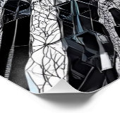 モノクロジオメトリ：抽象芸術ポリゴンNexus D-4 ポスター (コーナー)