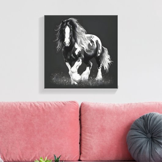 モノクロジプシーコブホース キャンバスプリント (インサイチュ (リビング))