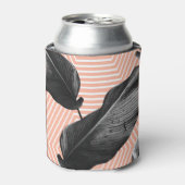 モノクロジャングルパーム葉 缶クーラー (缶正面)
