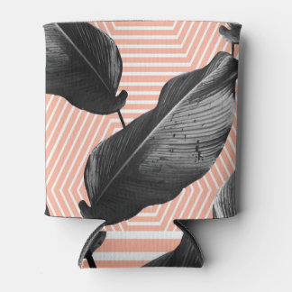 モノクロジャングルパーム葉 缶クーラー