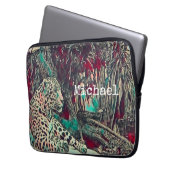 モノクロジャングル猫 ラップトップスリーブ (正面左)