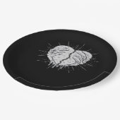 モノクロスケルトンハンド付きハートクラシック ペーパープレート (アングル)