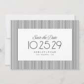 モノクロストライプのエレガンス クラシカルな結婚式 セーブザデート (正面)
