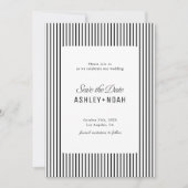 モノクロストライプのエレガンス クラシカルな結婚式 セーブザデート (正面)
