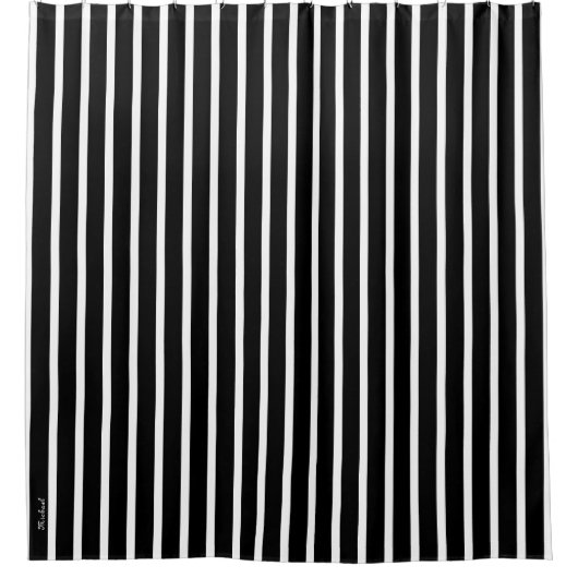 モノクロストライプのパタスタイリッシューン シャワーカーテン (正面)