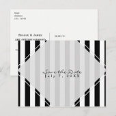 モノクロストライプのモダンな Chic セーブ・ザ・デート 案内ポストカード (正面/裏面)