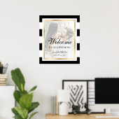 モノクロストライプの写真 ウェディング ウェルカムサイン ポスター (ホームオフィス)