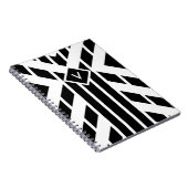 モノクロストライプの四角形の黒い文字 ノートブック (右側)