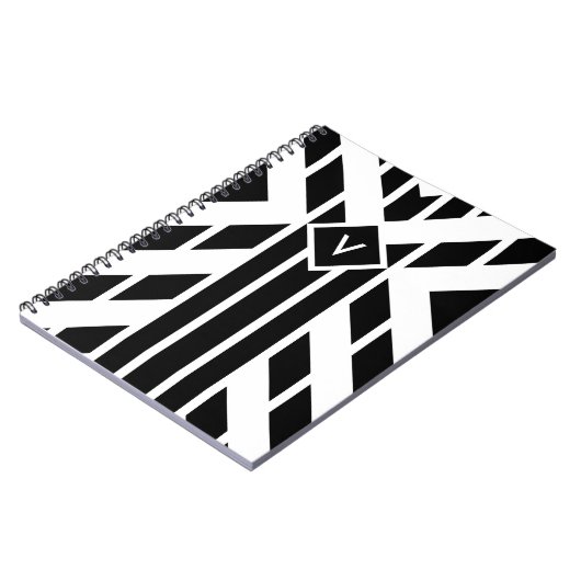 モノクロストライプの四角形の黒い文字 ノートブック (左側)