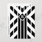 モノクロストライプの四角形の黒い文字 ポストカード (正面/裏面)