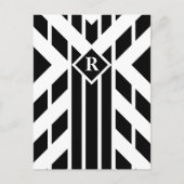 モノクロストライプの四角形の黒い文字 ポストカード (正面)
