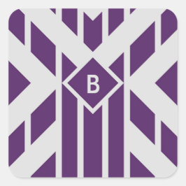 モノクロストライプグレーの紫色の平行四辺形のレンズ スクエアシール