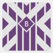 モノクロストライプグレーの紫色の平行四辺形のレンズ スクエアシール (正面)