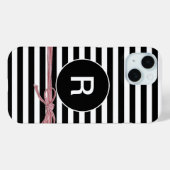 モノクロストライプモノグラムと弓 Case-Mate iPhoneケース (裏面 (横))