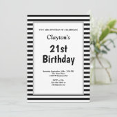 モノクロストライプ誕生日パーティー 招待状 (スタンド正面)