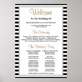 モノクロストライプ額縁付結婚式プログラム ポスター