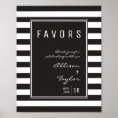 モノクロストライプ ミニマル ウェディング フェイバーリサイタル看板 ポスター (正面)
