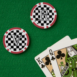 モノクロストリートウェア - シンプルなレトロチェック柄 ポーカーチップ