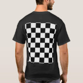 モノクロストリートウェア - シンプルなレトロ市松模様 Tシャツ (裏面)