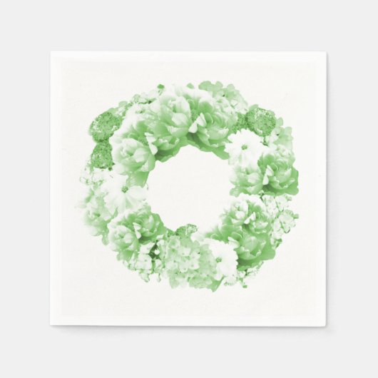 モノクロスペアミントグリーンリース紙ナプキンス スタンダードカクテルナプキン (正面)