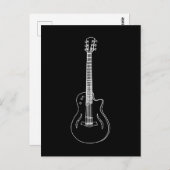 モノクロセミアコースティックギターラインスケッチ ポストカード (正面/裏面)