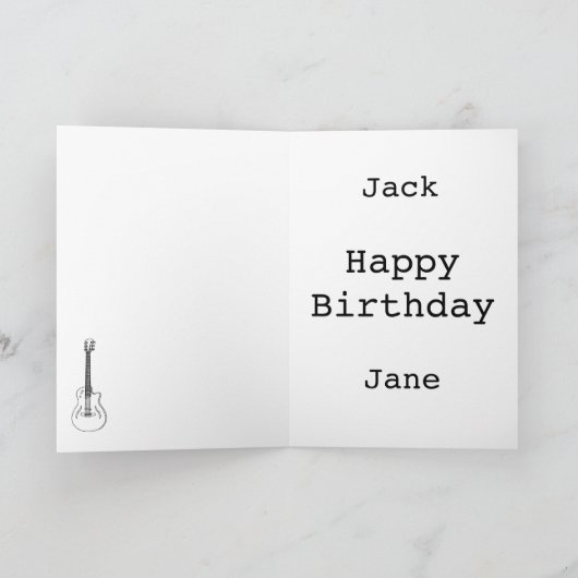 モノクロセミアコースティックギター音楽スケッチアート カード (内部)