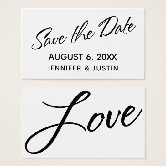 モノクロタイポグラフィー Save the Date 挿入カード (正面&裏面)