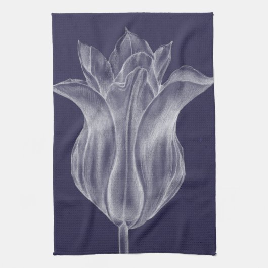 モノクロチューリップIII キッチンタオル (縦)