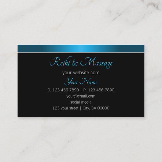 モノクロティール（緑がかった色）グラデーション付き黒とプロフェッショナル 名刺 (裏面)