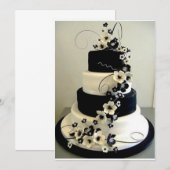 モノクロテーマのウェディングケーキ招待状 招待状 (正面/裏面)