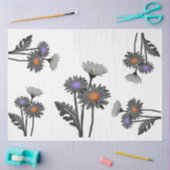 モノクロデイジーティッシュペーパー 薄葉紙 (クラフト)