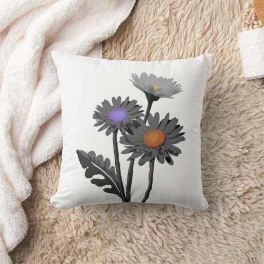 モノクロデイジー クッション (ブランケット)