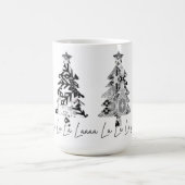 モノクロデザインのクリスマスツリー コーヒーマグカップ (中央)