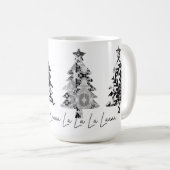 モノクロデザインのクリスマスツリー コーヒーマグカップ (正面右)