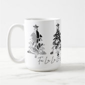 モノクロデザインのクリスマスツリー コーヒーマグカップ (左)