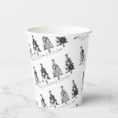 モノクロデザインのクリスマスツリー 紙コップ (正面)