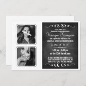 モノクロデラックスダブルフォト黒板グラッド 招待状 (正面/裏面)