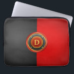 モノクロトランプのポーカーチップ ラップトップスリーブ<br><div class="desc">この男らしデザインは、黄金の装飾を持つ黒と赤のトランプのポーカーチップと望みのイニシャルで編集できるカスタムモノグラムを備えている。一致するカラーブロックの背景は、エッジに微妙なシのまわりにェーディングを持つ。</div>