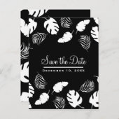 モノクロトロピカルリーフスタイルのセンスあふれるSave the Date 案内ポストカード (正面/裏面)