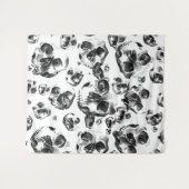 モノクロドクロ スカルアート パターン タペストリー (正面(横))