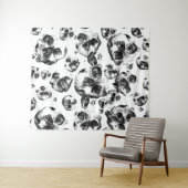 モノクロドクロ スカルアート パターン タペストリー (インサイチュ(横))