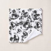 モノクロドクロ スカルアート パターン バスタオルセット (ウォッシュタオル)