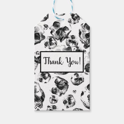 モノクロドクロ スカル アート パターン ギフトタグ (正面)